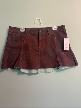 wild fable Burgundy Pleated Mini Skirt with Contrast Underskirt